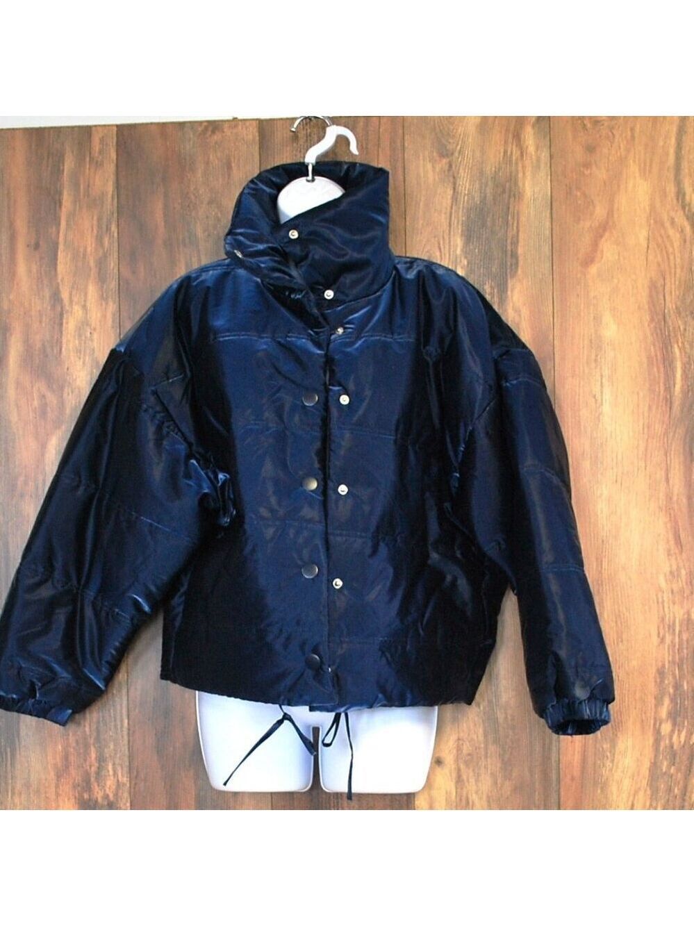 Wild Fable Women's Soft Button Up Puffer Coat Blue XS